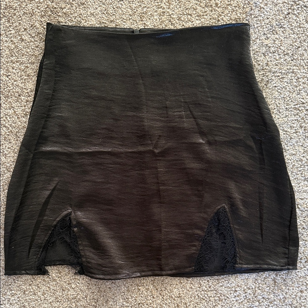 Black Mini Skirt with Lace Accents
